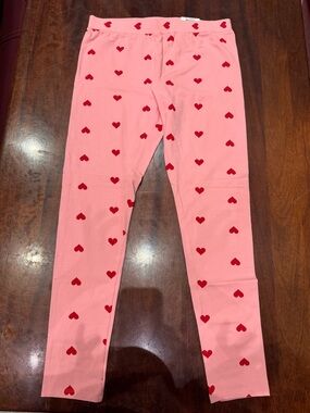 Style & Co. Pink Leggings with Red Heart Print